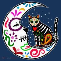 Sugar Skull Cat Moon Dia De Los Muertos Mexican Toddler T-Shirt thumb 4