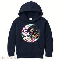 Sugar Skull Cat Moon Dia De Los Muertos Mexican Kids Hoodie thumb 0