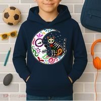 Sugar Skull Cat Moon Dia De Los Muertos Mexican Kids Hoodie thumb 2