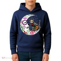 Sugar Skull Cat Moon Dia De Los Muertos Mexican Kids Hoodie thumb 4