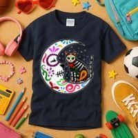 Sugar Skull Cat Moon Dia De Los Muertos Mexican Kids T-Shirt thumb 3