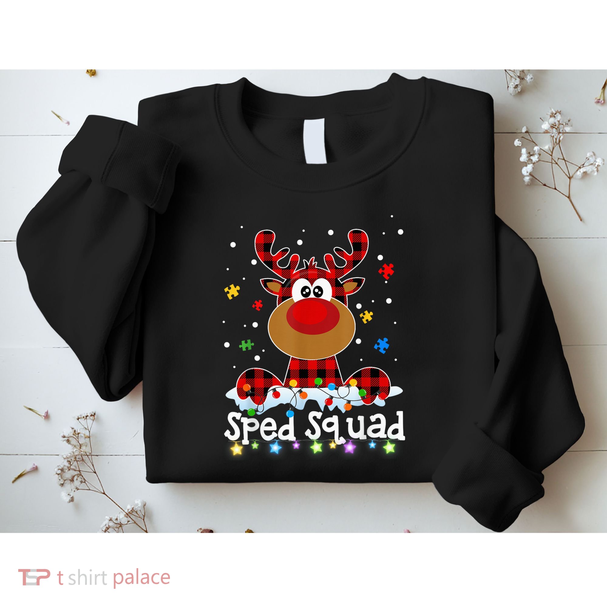Sped Squad Christmas Cute Red Plaid Reindeer Special Ed Sweatshirt