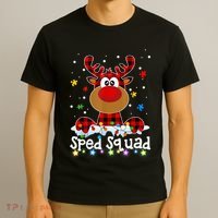 Sped Squad Christmas Cute Red Plaid Reindeer Special Ed T-Shirt thumb 3