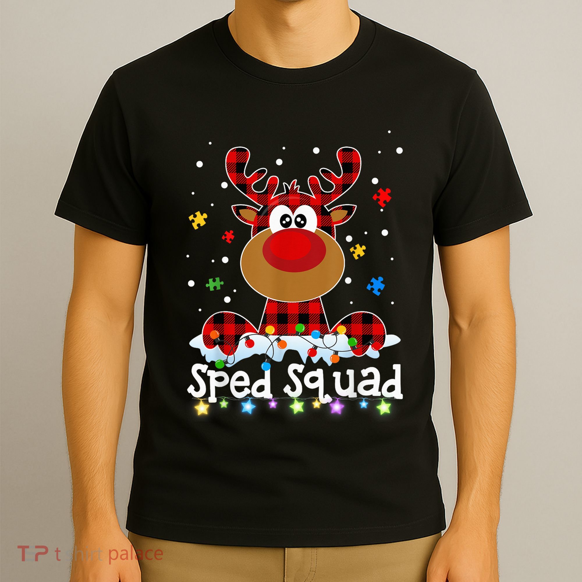 Sped Squad Christmas Cute Red Plaid Reindeer Special Ed T-Shirt