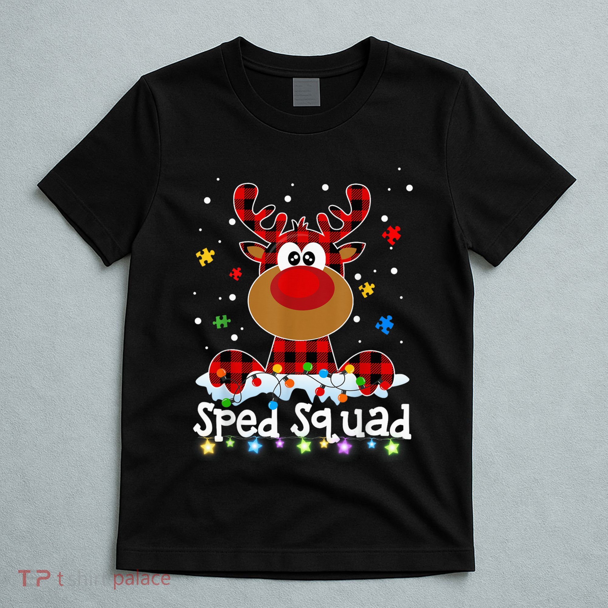 Sped Squad Christmas Cute Red Plaid Reindeer Special Ed T-Shirt