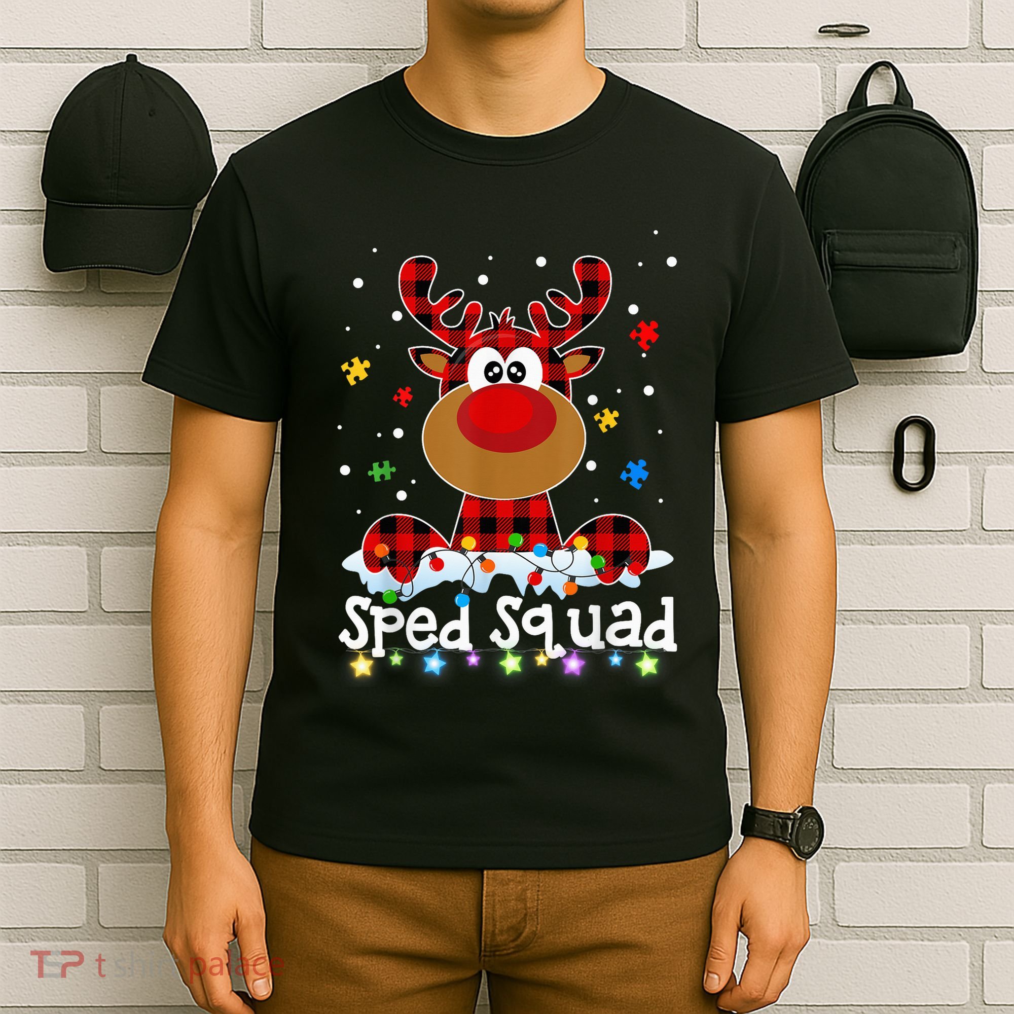 Sped Squad Christmas Cute Red Plaid Reindeer Special Ed T-Shirt