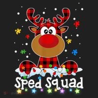 Sped Squad Christmas Cute Red Plaid Reindeer Special Ed Hat thumb 2