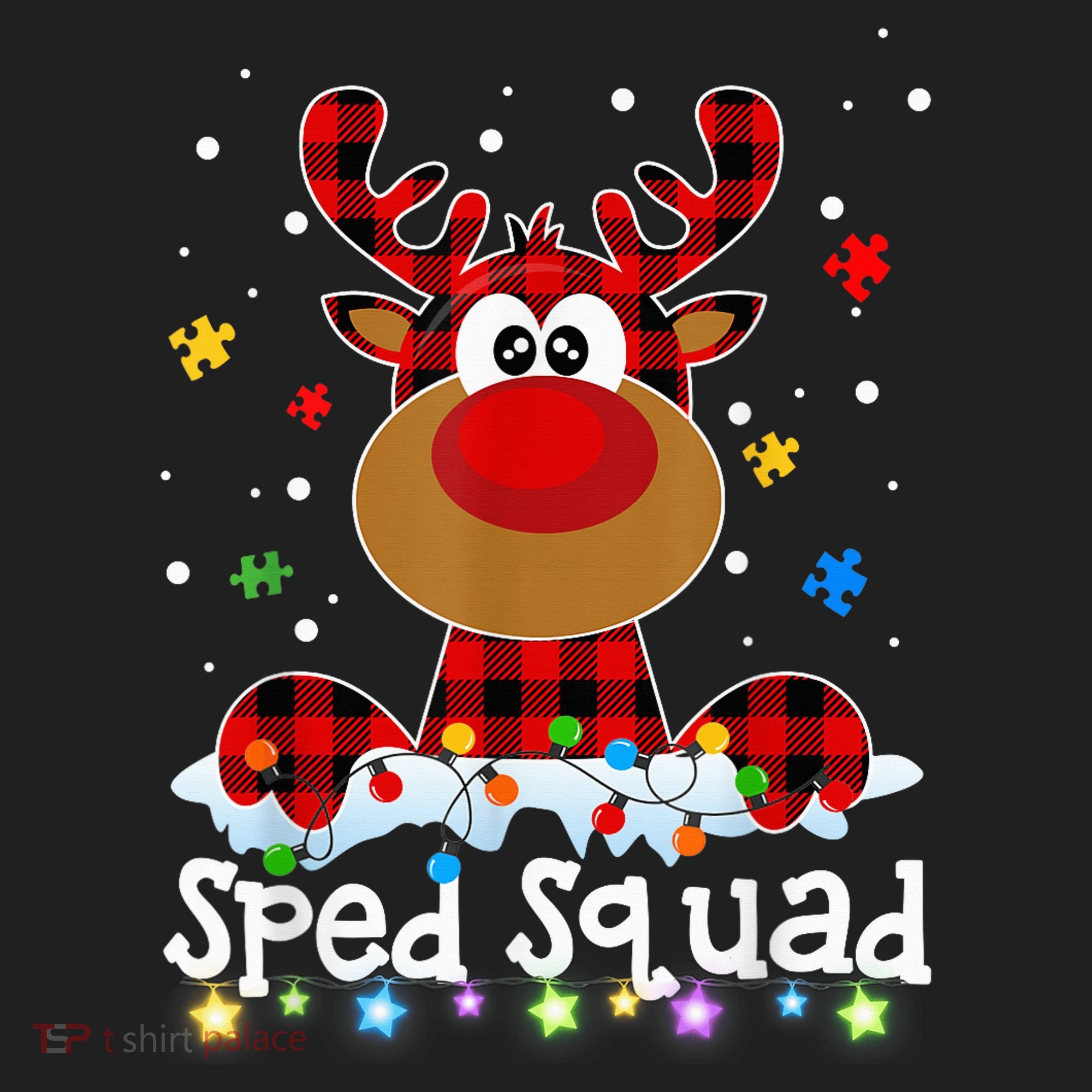 Sped Squad Christmas Cute Red Plaid Reindeer Special Ed Hat