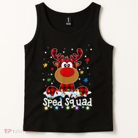 Sped Squad Christmas Cute Red Plaid Reindeer Special Ed Tank Top thumb 2