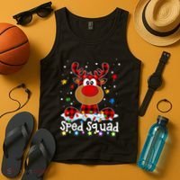 Sped Squad Christmas Cute Red Plaid Reindeer Special Ed Tank Top thumb 4