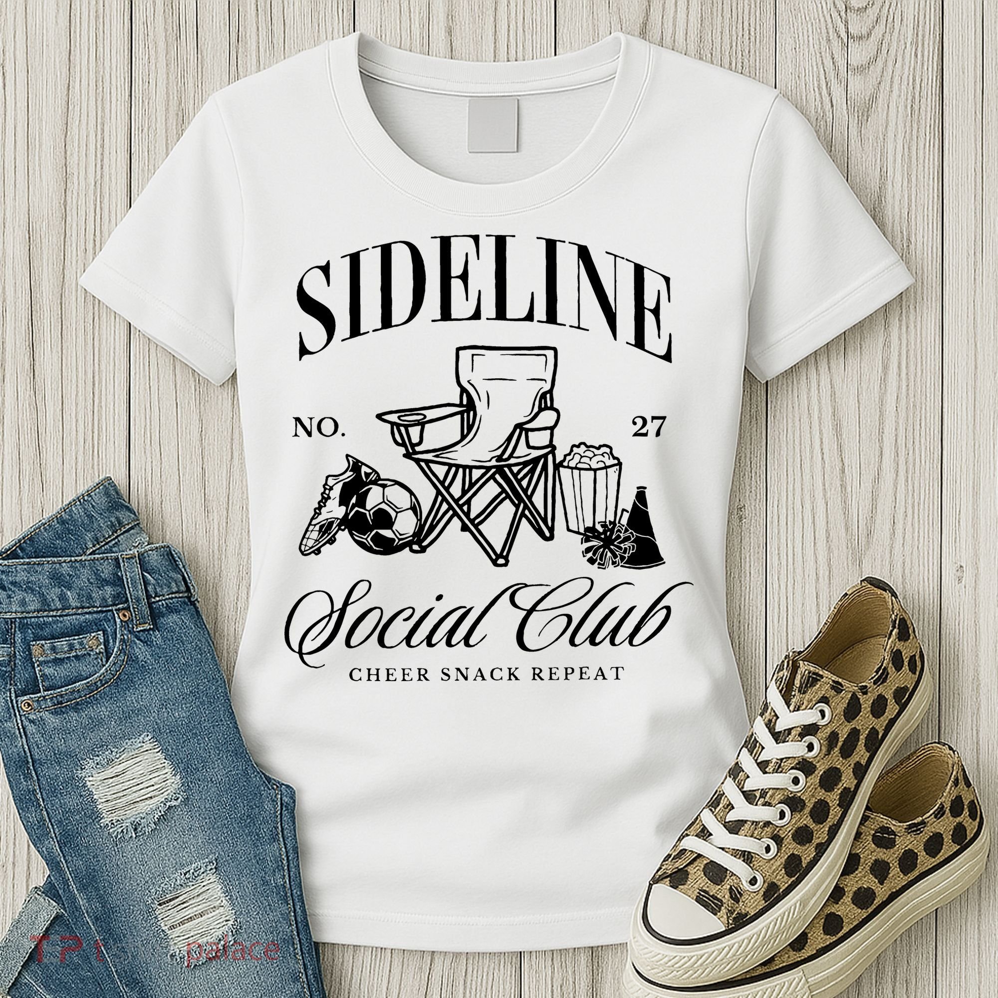 Sideline Social Club Soccer Mom Game Day Mothers Day Women's T-Shirt
