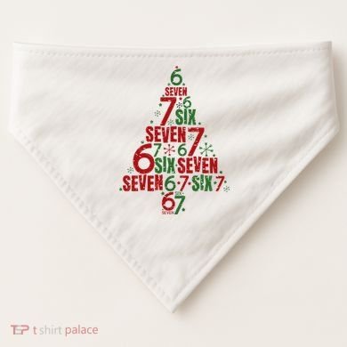 Six Seven Christmas Tree 67 Meme 6-7 USA-Made Doggie Bandana