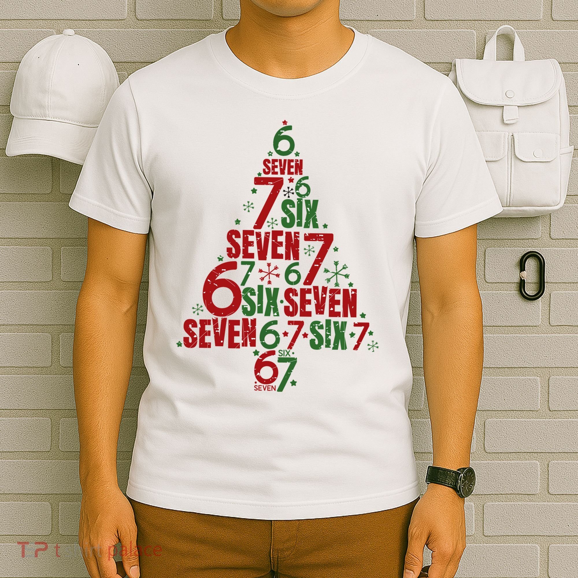 Six Seven Christmas Tree 67 Meme 6-7 T-Shirt