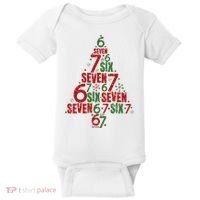 Six Seven Christmas Tree 67 Meme 6-7 Baby Bodysuit thumb 0