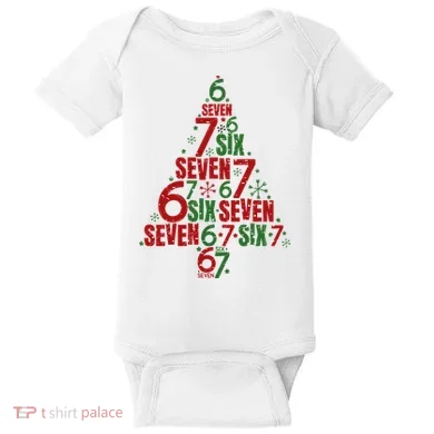 Six Seven Christmas Tree 67 Meme 6-7 Baby Bodysuit