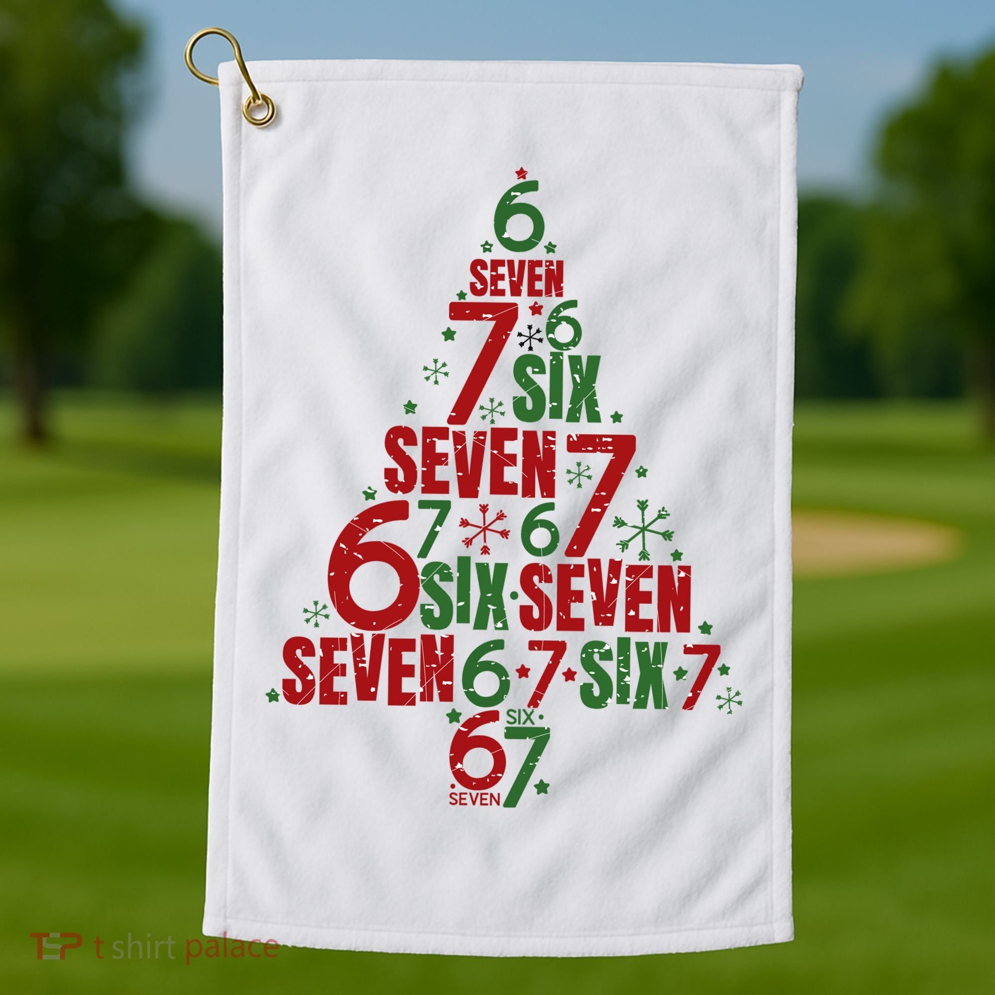Six Seven Christmas Tree 67 Meme 6-7 Golf Towel