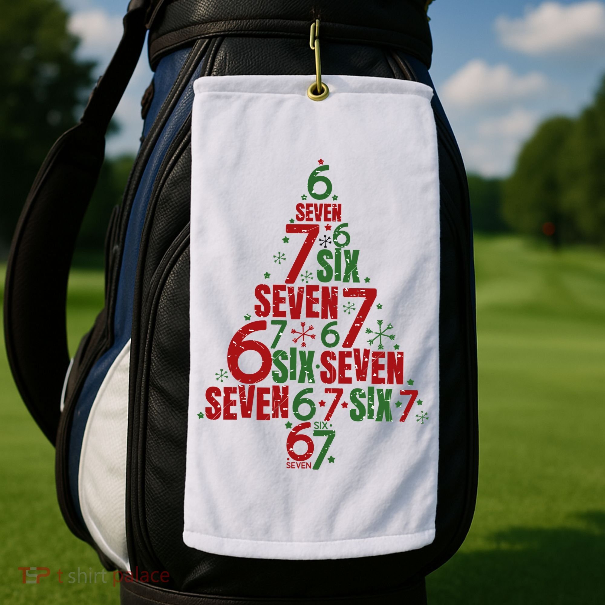 Six Seven Christmas Tree 67 Meme 6-7 Golf Towel