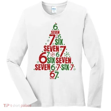 Six Seven Christmas Tree 67 Meme 6-7 Women's Long Sleeve Shirt