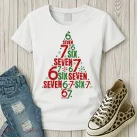 Six Seven Christmas Tree 67 Meme 6-7 Women's T-Shirt thumb 3