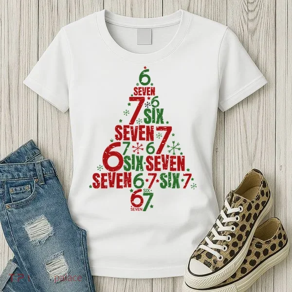 Six Seven Christmas Tree 67 Meme 6-7 Women's T-Shirt