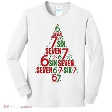 Six Seven Christmas Tree 67 Meme 6-7 Kids Long Sleeve Shirt