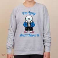 Sans Skeleton Cool Pixel Art IM Lazy And I Know It Women's Sweatshirt thumb 0