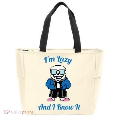 Sans Skeleton Cool Pixel Art IM Lazy And I Know It Tote Bag