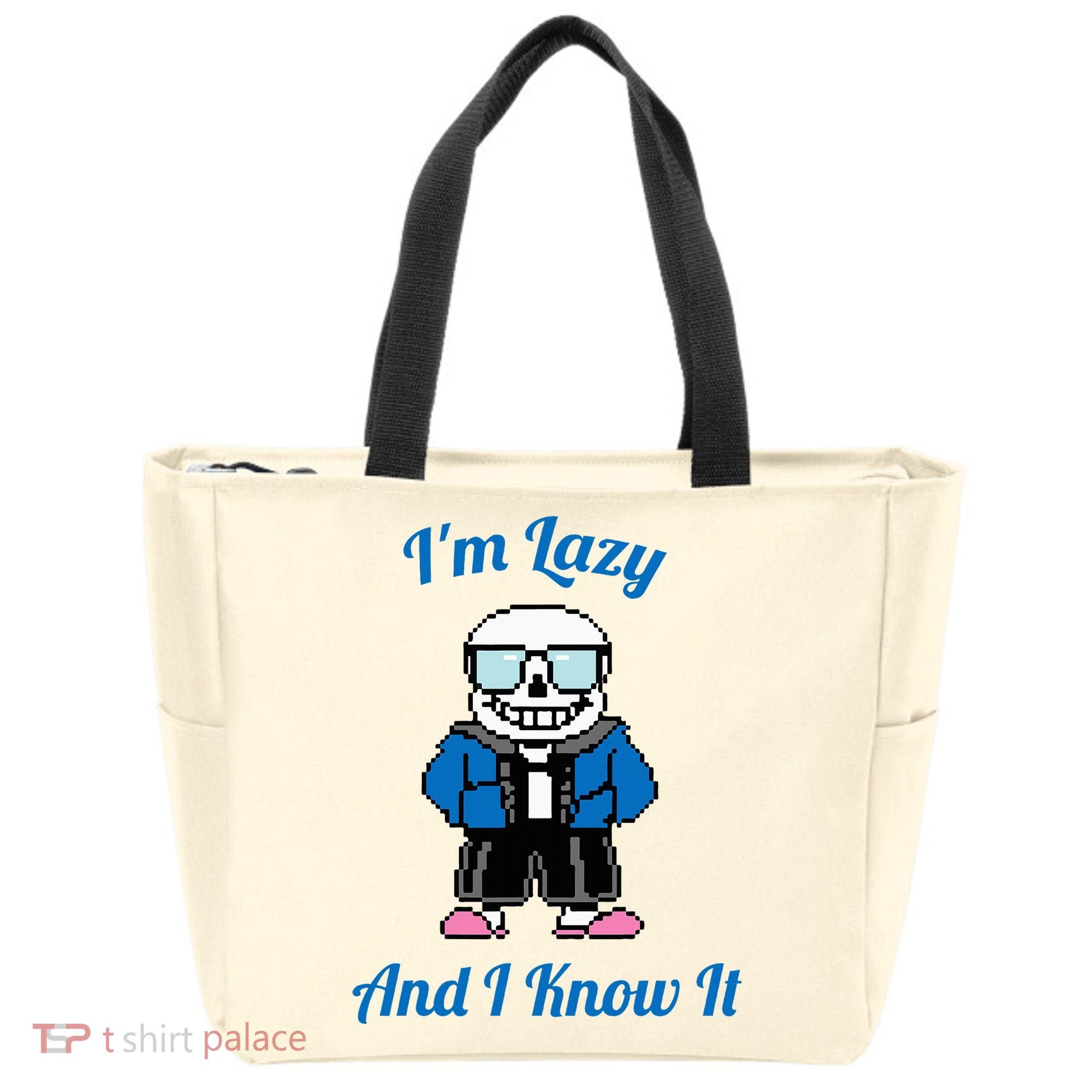Sans Skeleton Cool Pixel Art IM Lazy And I Know It Tote Bag