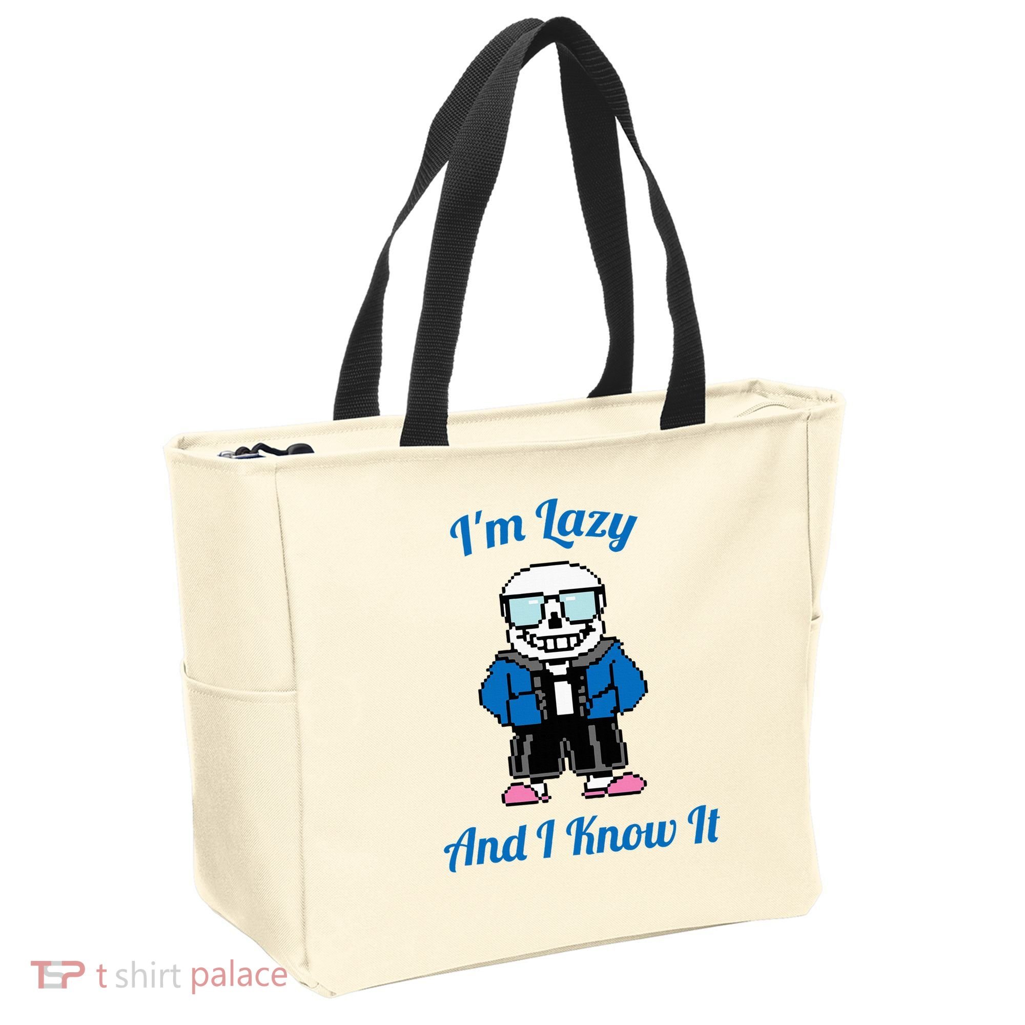 Sans Skeleton Cool Pixel Art IM Lazy And I Know It Tote Bag