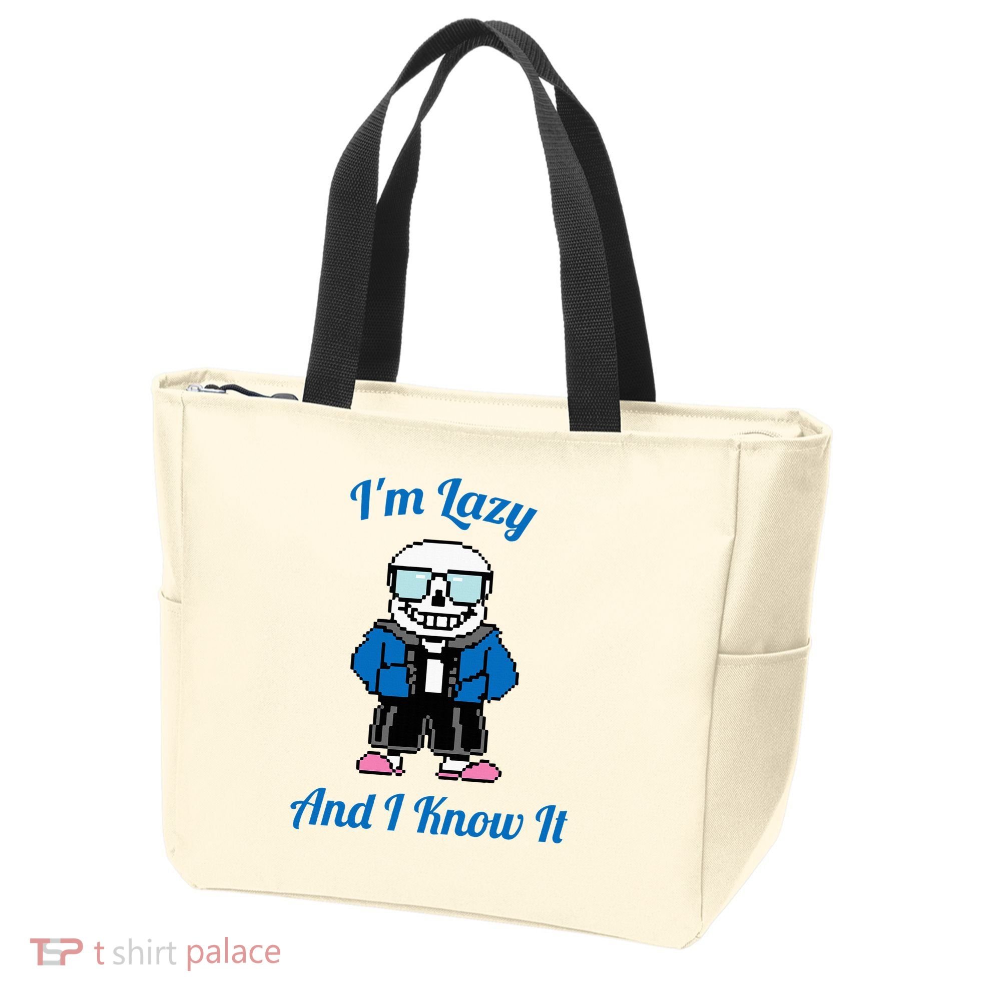 Sans Skeleton Cool Pixel Art IM Lazy And I Know It Tote Bag