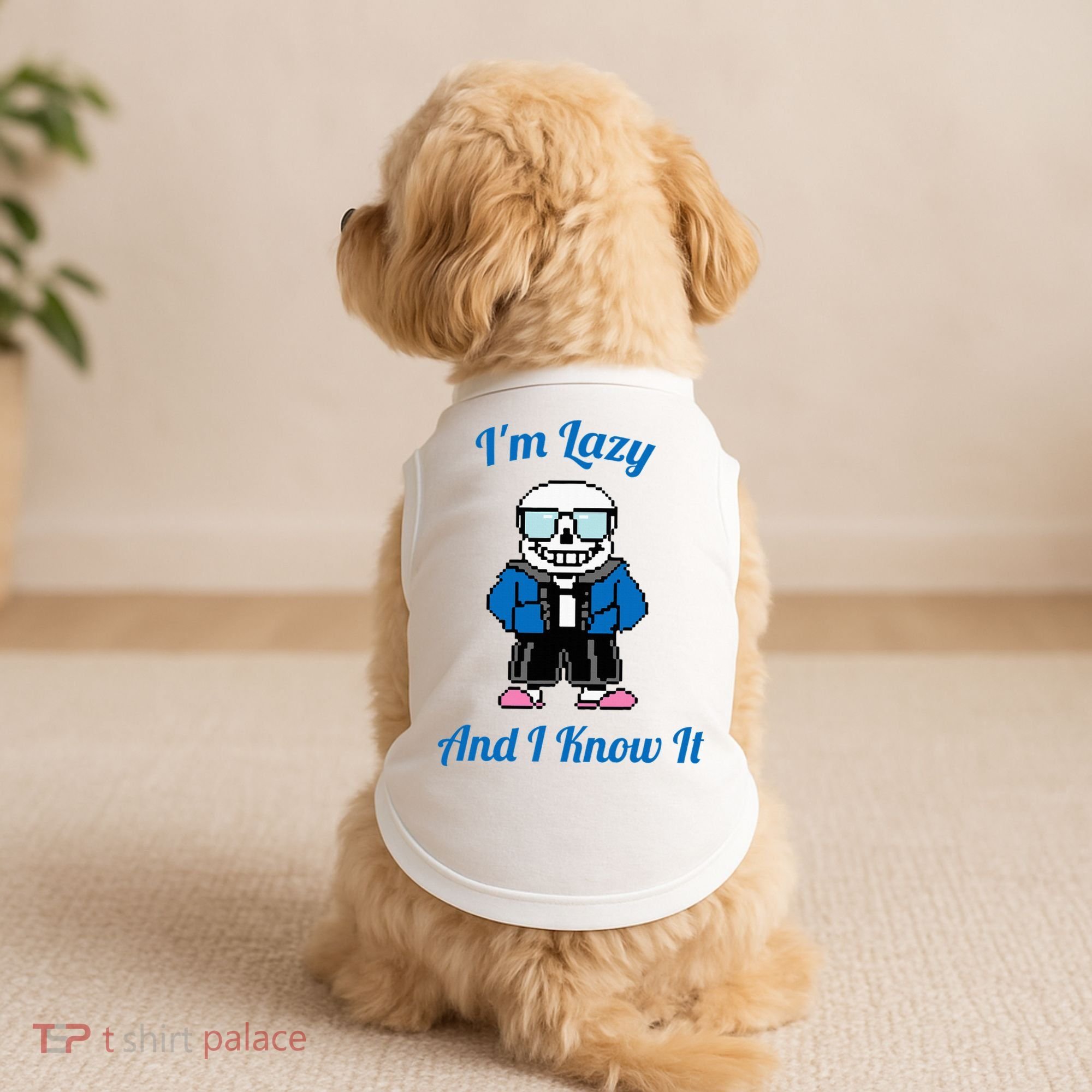 Sans Skeleton Cool Pixel Art IM Lazy And I Know It Doggie Tank