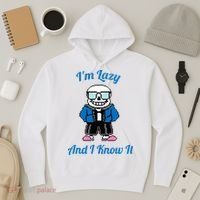 Sans Skeleton Cool Pixel Art IM Lazy And I Know It Hoodie thumb 3