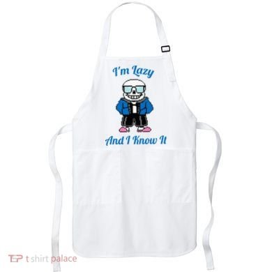 Sans Skeleton Cool Pixel Art IM Lazy And I Know It Apron