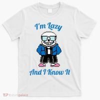 Sans Skeleton Cool Pixel Art IM Lazy And I Know It T-Shirt thumb 0