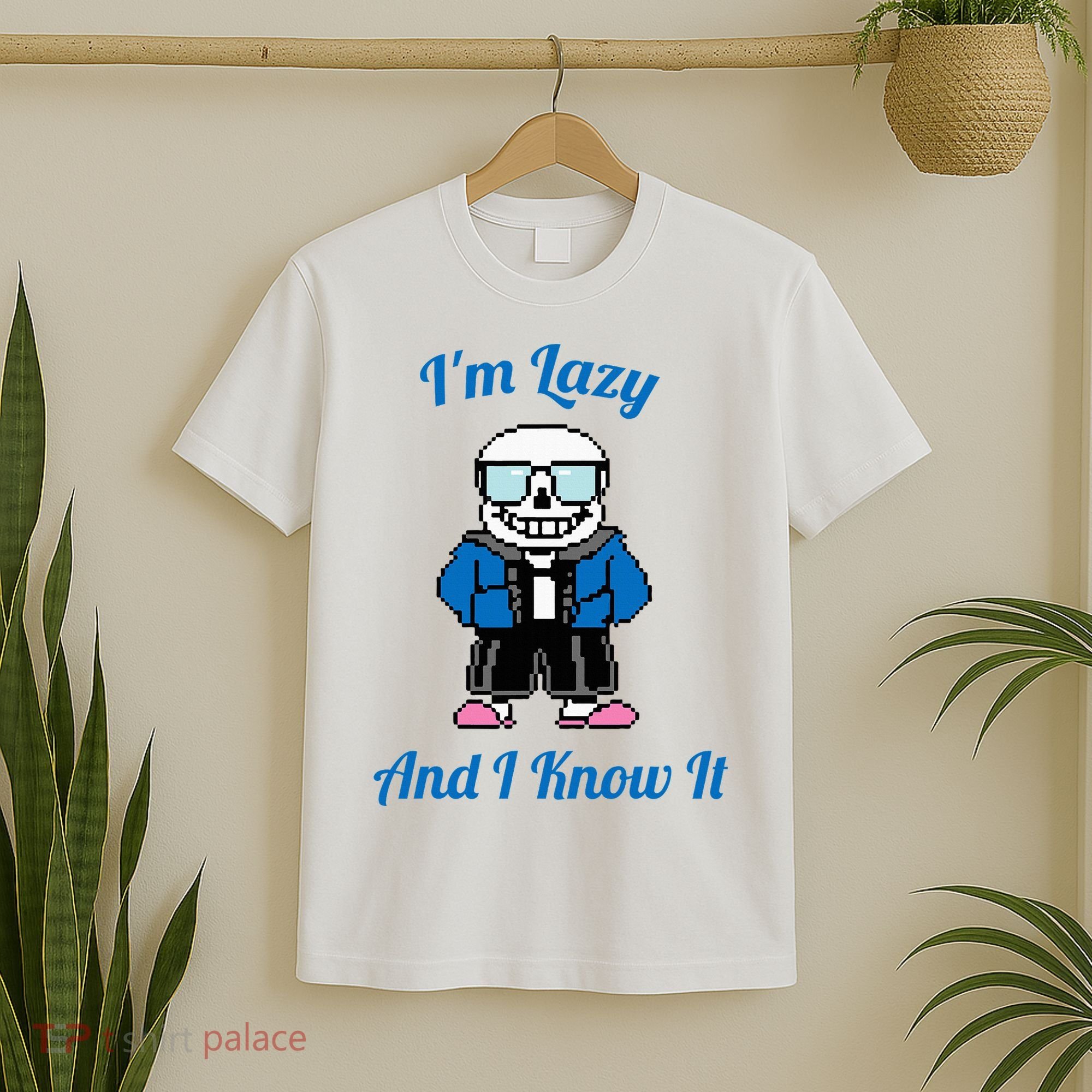 Sans Skeleton Cool Pixel Art IM Lazy And I Know It T-Shirt