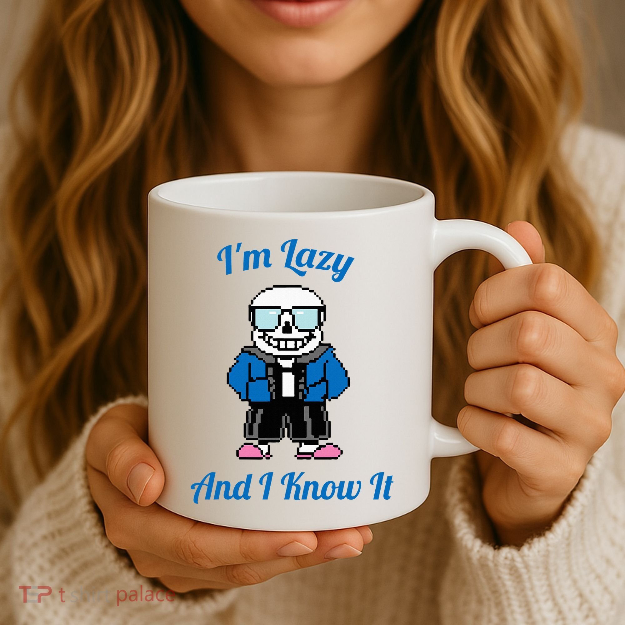 Sans Skeleton Cool Pixel Art IM Lazy And I Know It Coffee Mug