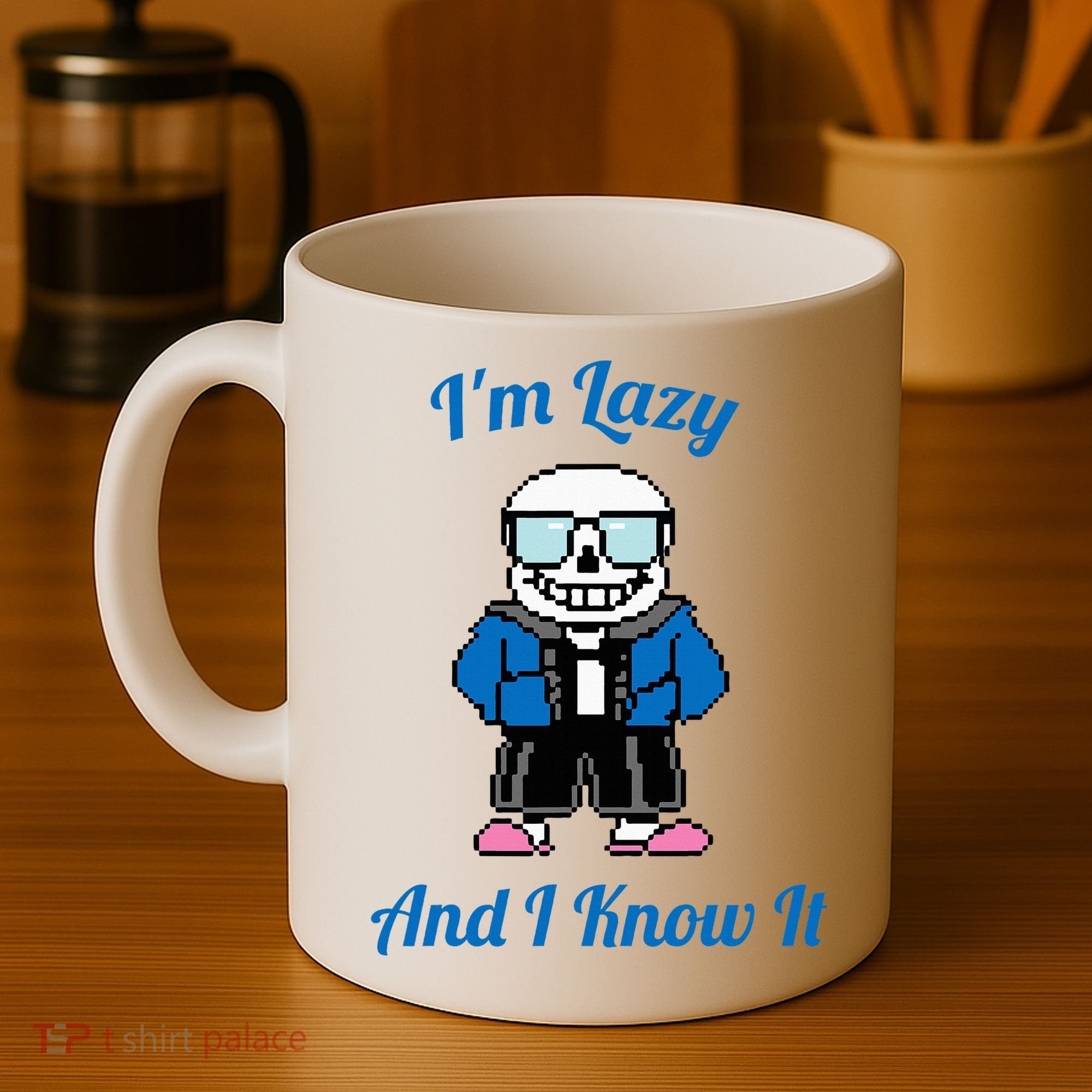 Sans Skeleton Cool Pixel Art IM Lazy And I Know It Coffee Mug
