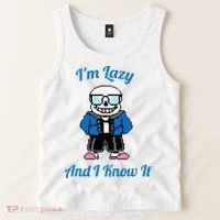Sans Skeleton Cool Pixel Art IM Lazy And I Know It Tank Top thumb 2