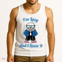 Sans Skeleton Cool Pixel Art IM Lazy And I Know It Tank Top thumb 3