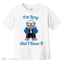 Sans Skeleton Cool Pixel Art IM Lazy And I Know It Toddler T-Shirt thumb 0