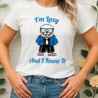 Sans Skeleton Cool Pixel Art IM Lazy And I Know It Women's T-Shirt thumb 2