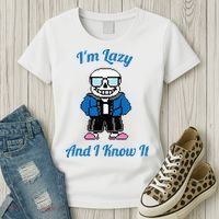 Sans Skeleton Cool Pixel Art IM Lazy And I Know It Women's T-Shirt thumb 3