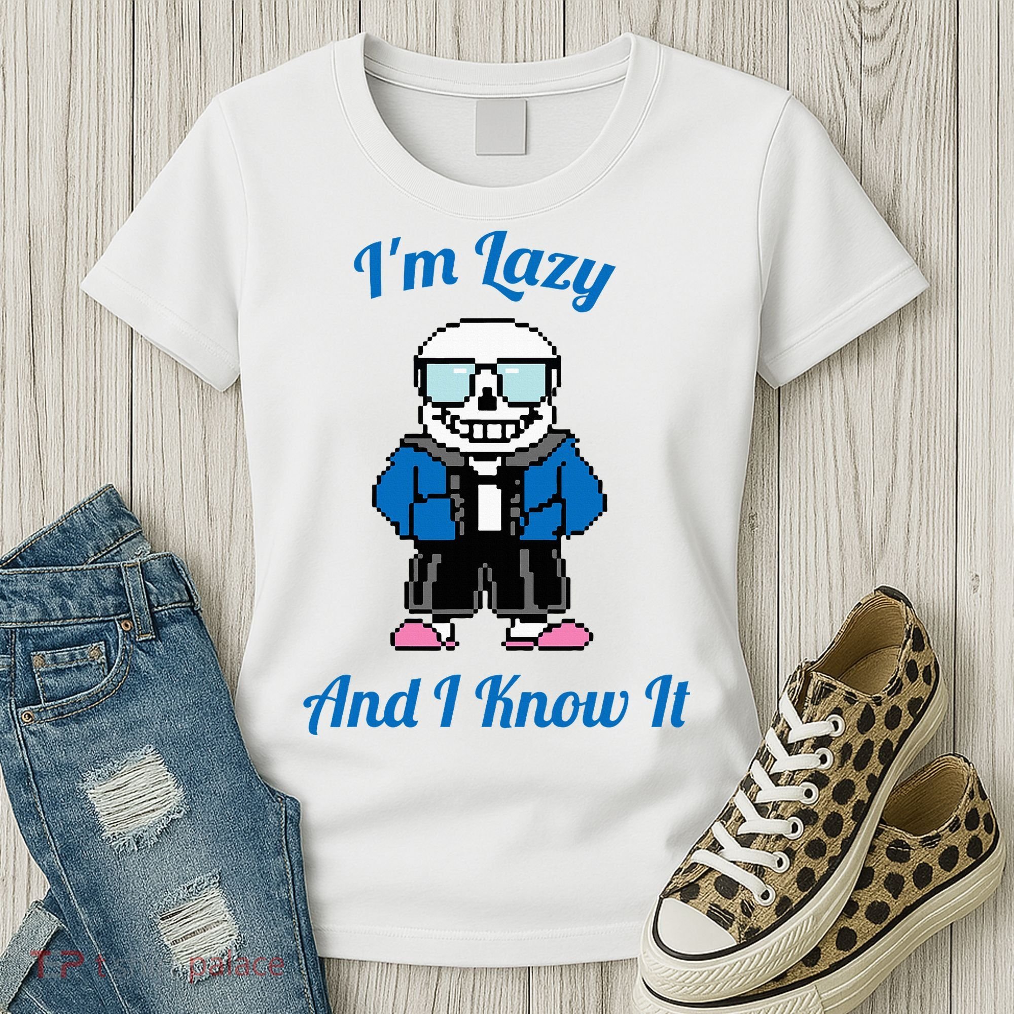 Sans Skeleton Cool Pixel Art IM Lazy And I Know It Women's T-Shirt