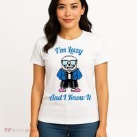 Sans Skeleton Cool Pixel Art IM Lazy And I Know It Women's T-Shirt thumb 4