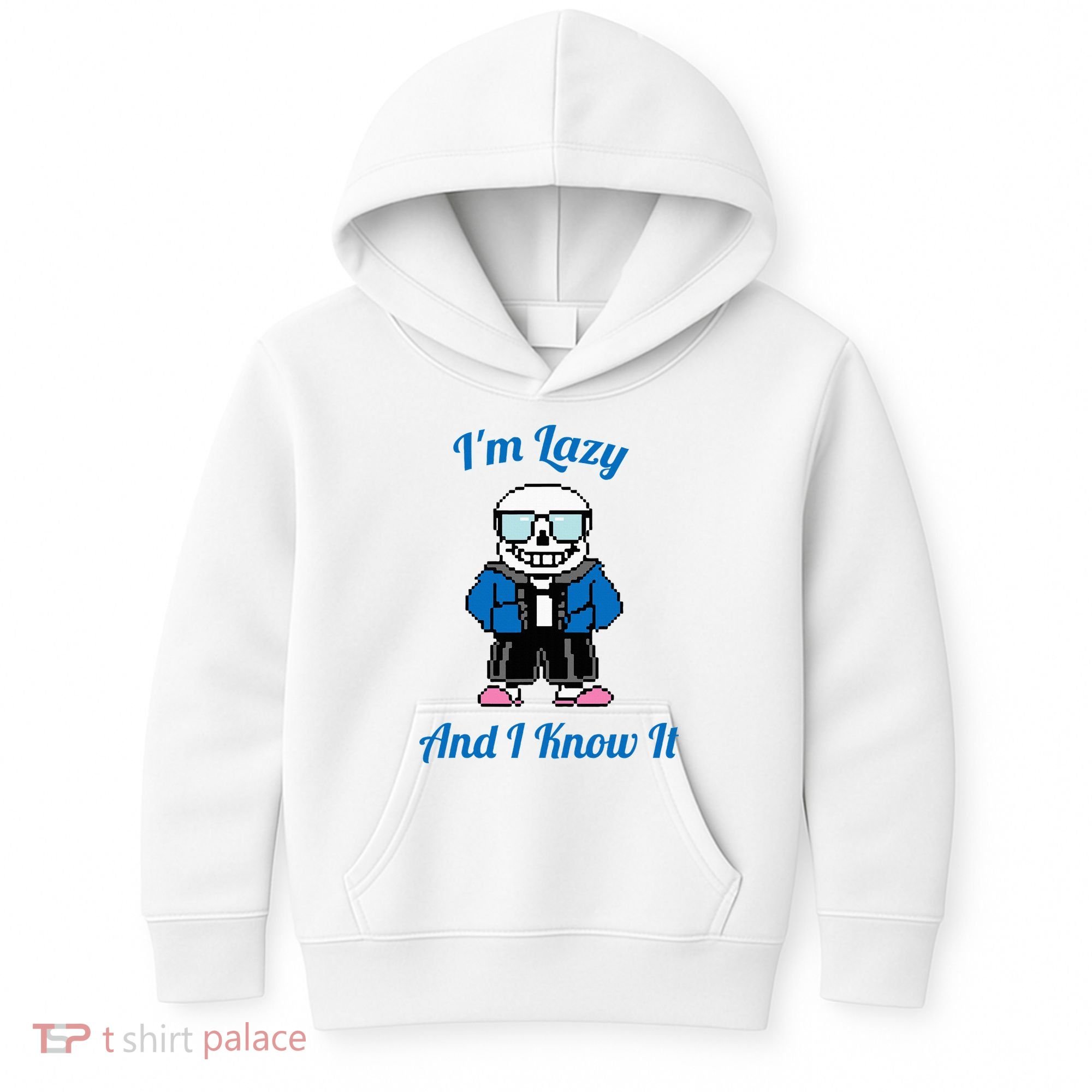 Sans Skeleton Cool Pixel Art IM Lazy And I Know It Kids Hoodie