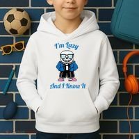 Sans Skeleton Cool Pixel Art IM Lazy And I Know It Kids Hoodie thumb 2