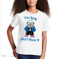 Sans Skeleton Cool Pixel Art IM Lazy And I Know It Kids T-Shirt thumb 2