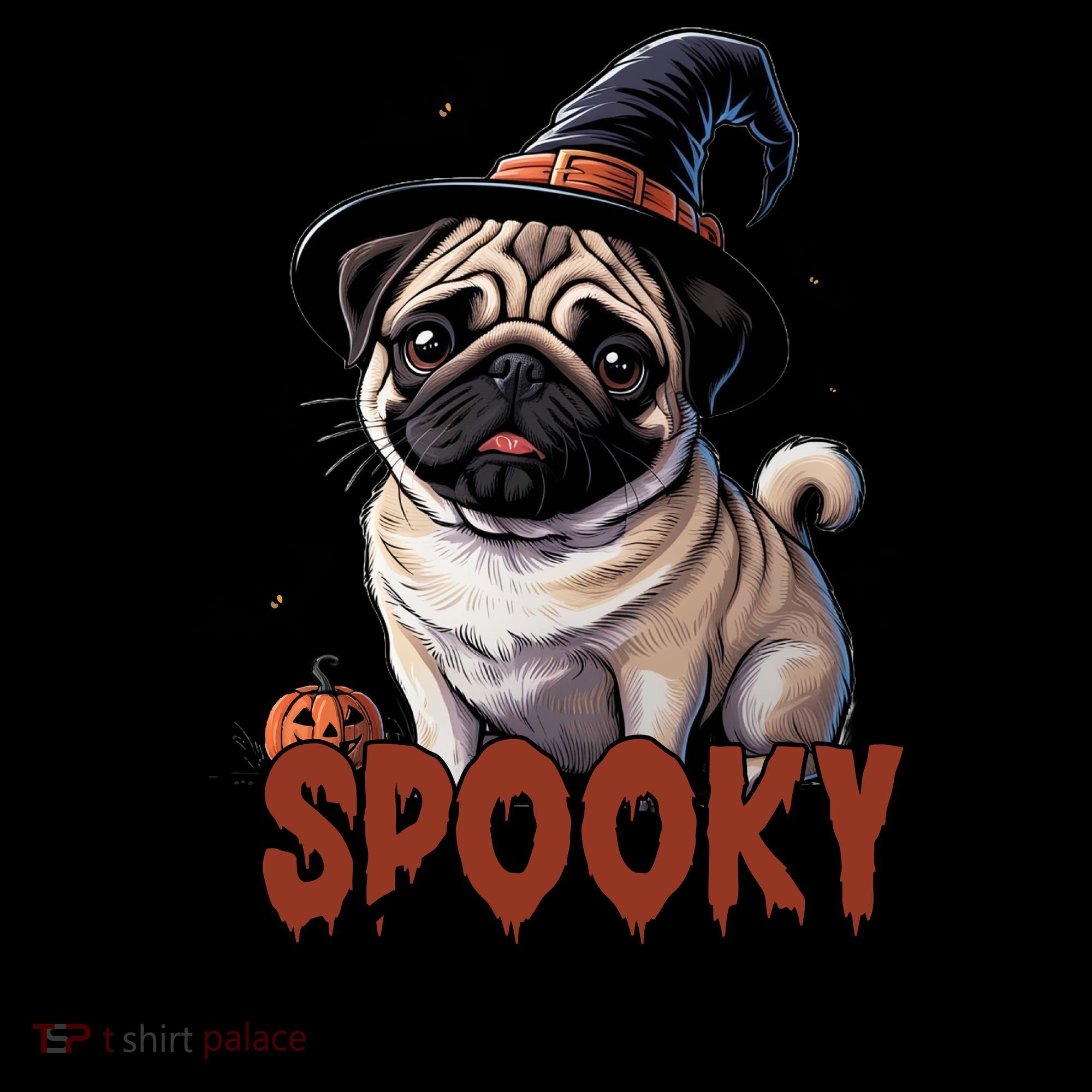 Spooky Season Cute Pug Halloween Graphic Coaster