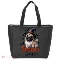 Spooky Season Cute Pug Halloween Graphic Tote Bag thumb 0