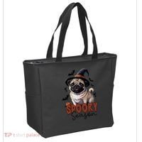 Spooky Season Cute Pug Halloween Graphic Tote Bag thumb 2